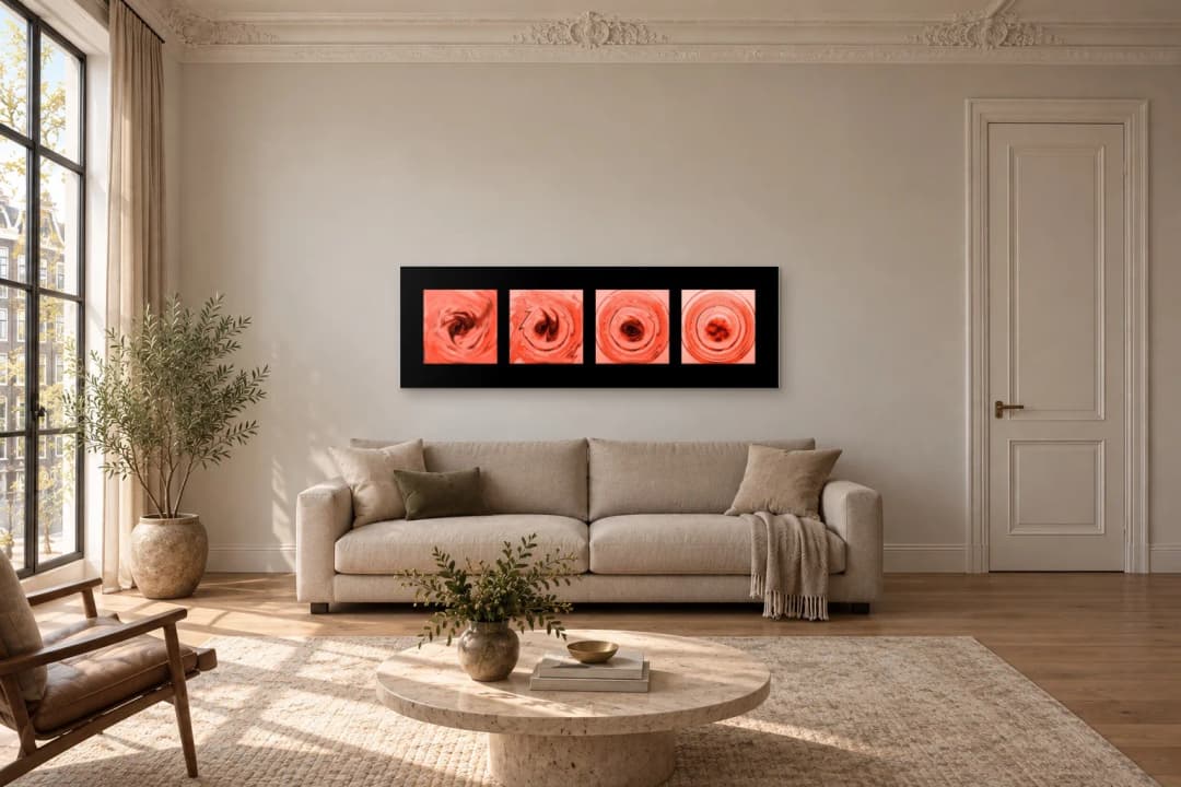 The Block of Now on a living room wall at 180 × 58 cm, to scale