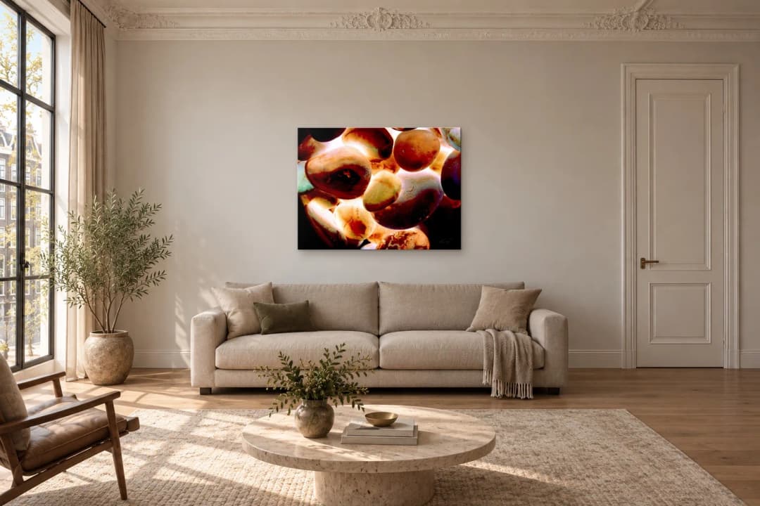 Mineral Hold on a living room wall at 120 × 90 cm, to scale